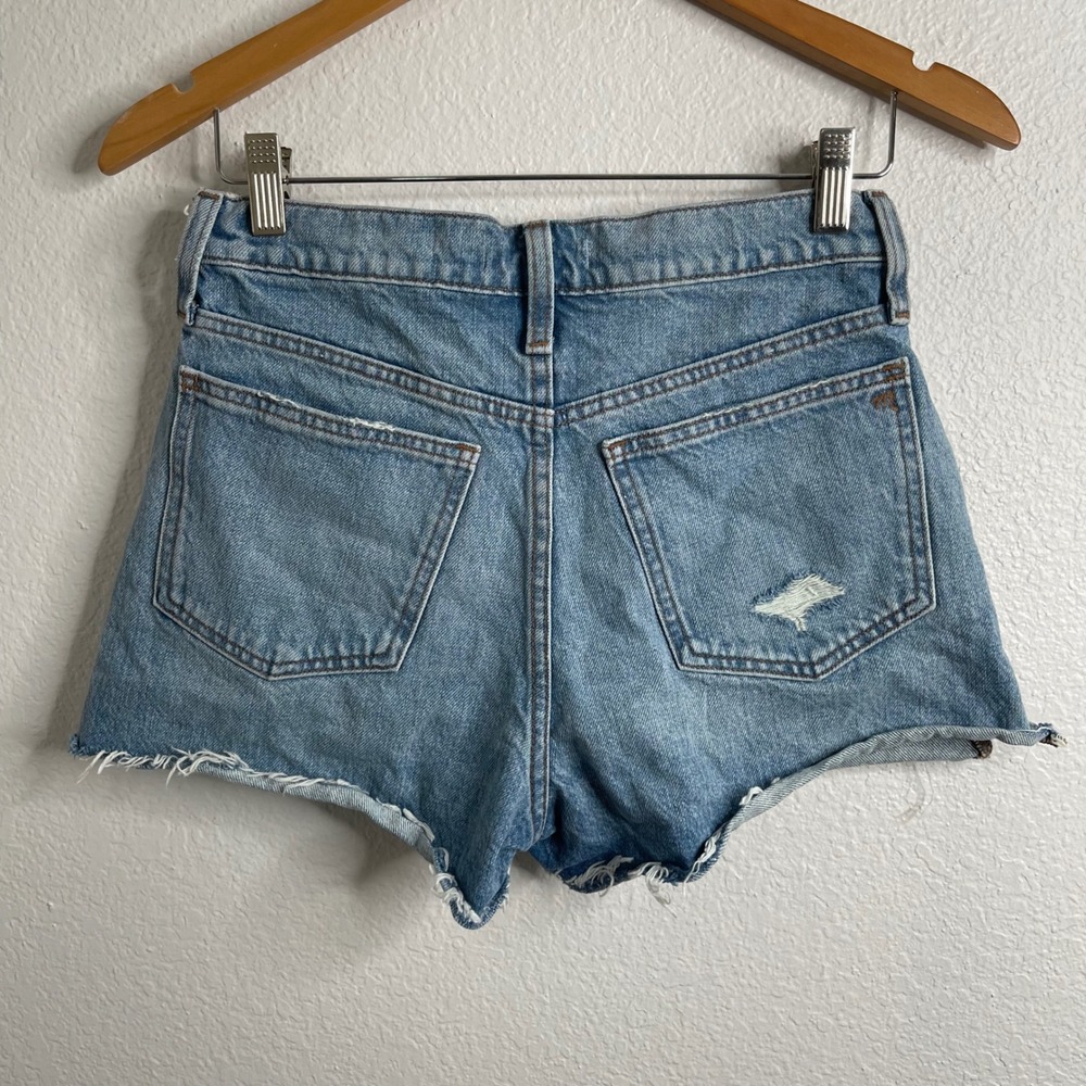 Madewell Relaxed Denim Shorts Light Wash Distressed High‎ Rise Size 24 Cotton - Picture 3 of 3